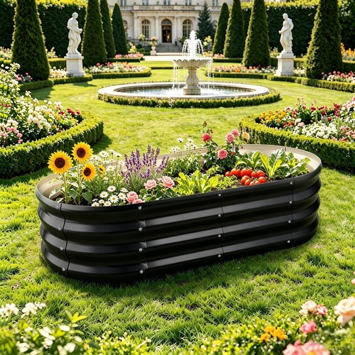 Galvanised steel raised garden - galvanised,